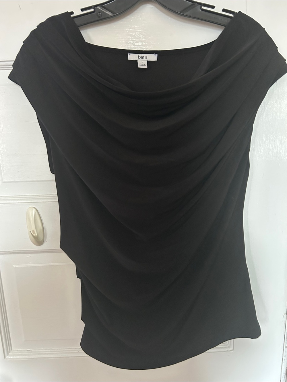 Bar III Black Draped Cowl Neck Blouse